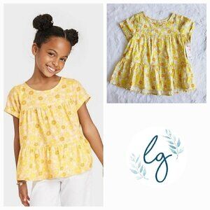 Cat & Jack Girls' Short Sleeve Tiered Woven Shirt, 3KIDW-AS